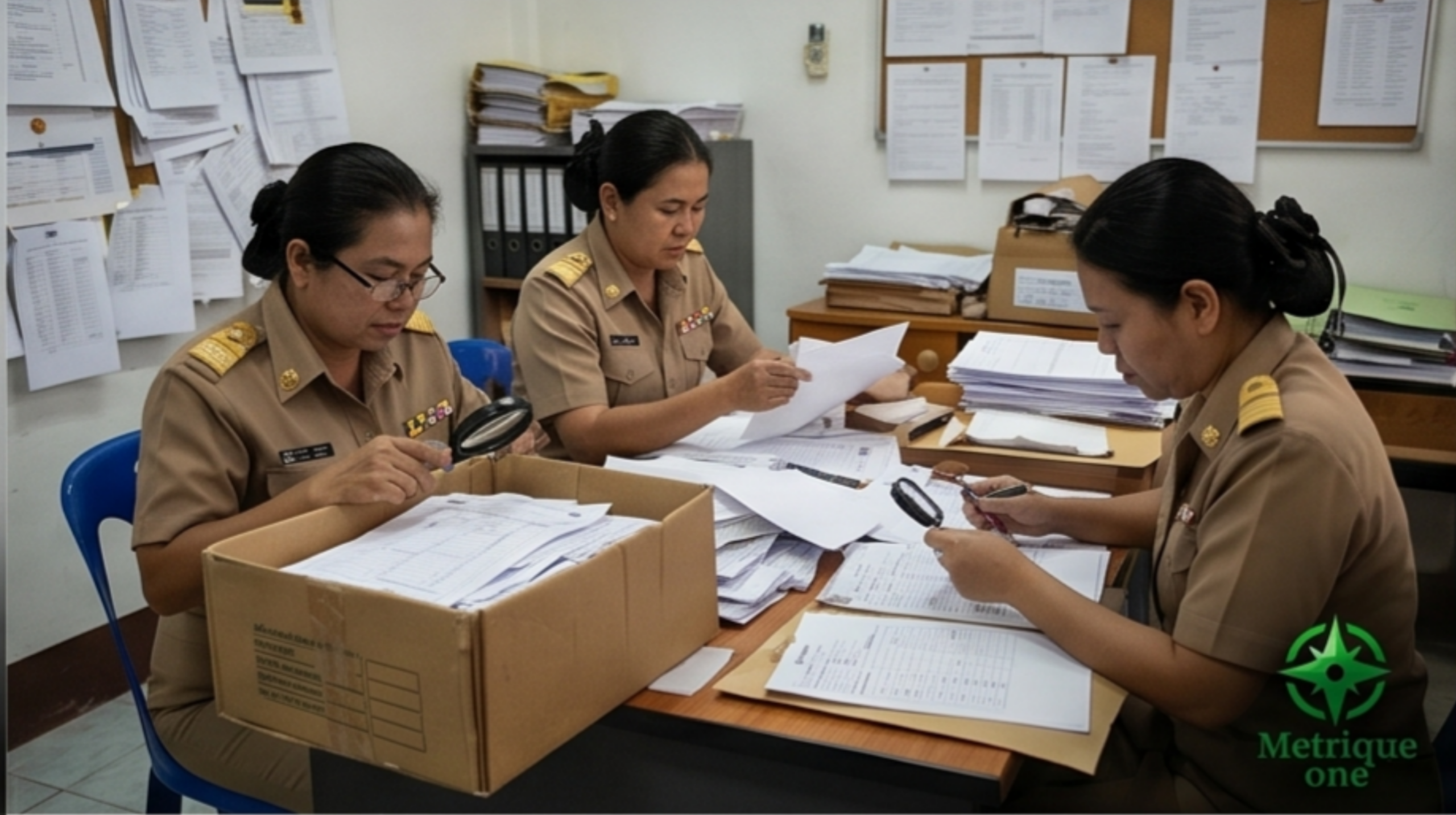 Public sector officers reviewing field records