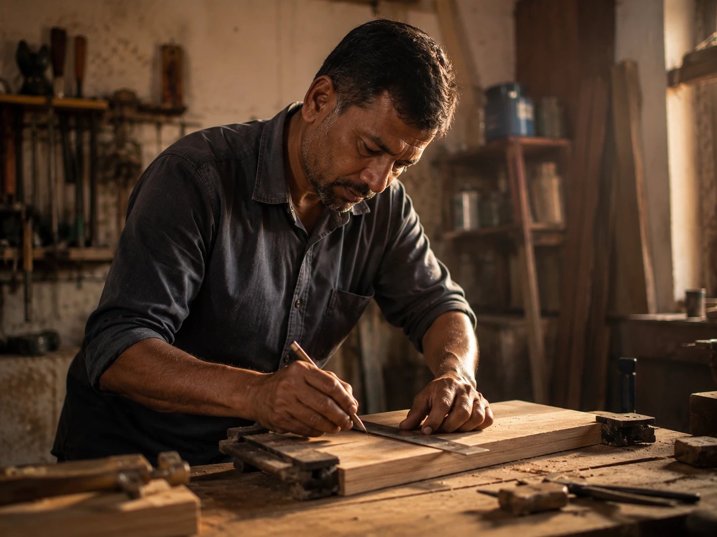 A workshop owner finishing an order at their workbench